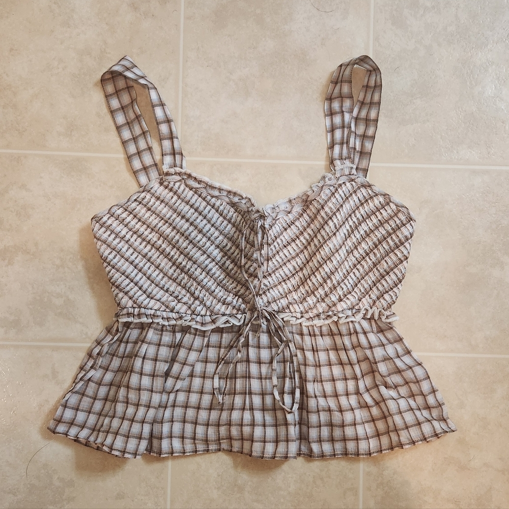 American Eagle Babydoll Gingham Top